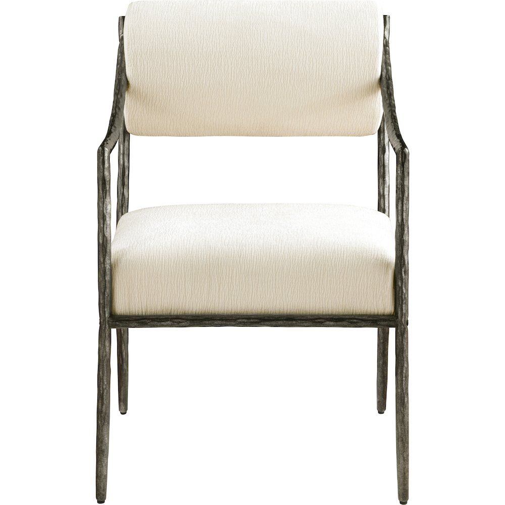 Bastille Cream Chenille Fabric Upholstered Dining Arm Chair, Set of 2