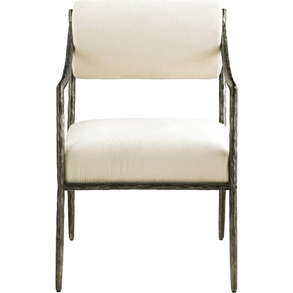Bastille Cream Chenille Fabric Upholstered Dining Arm Chair, Set of 2
