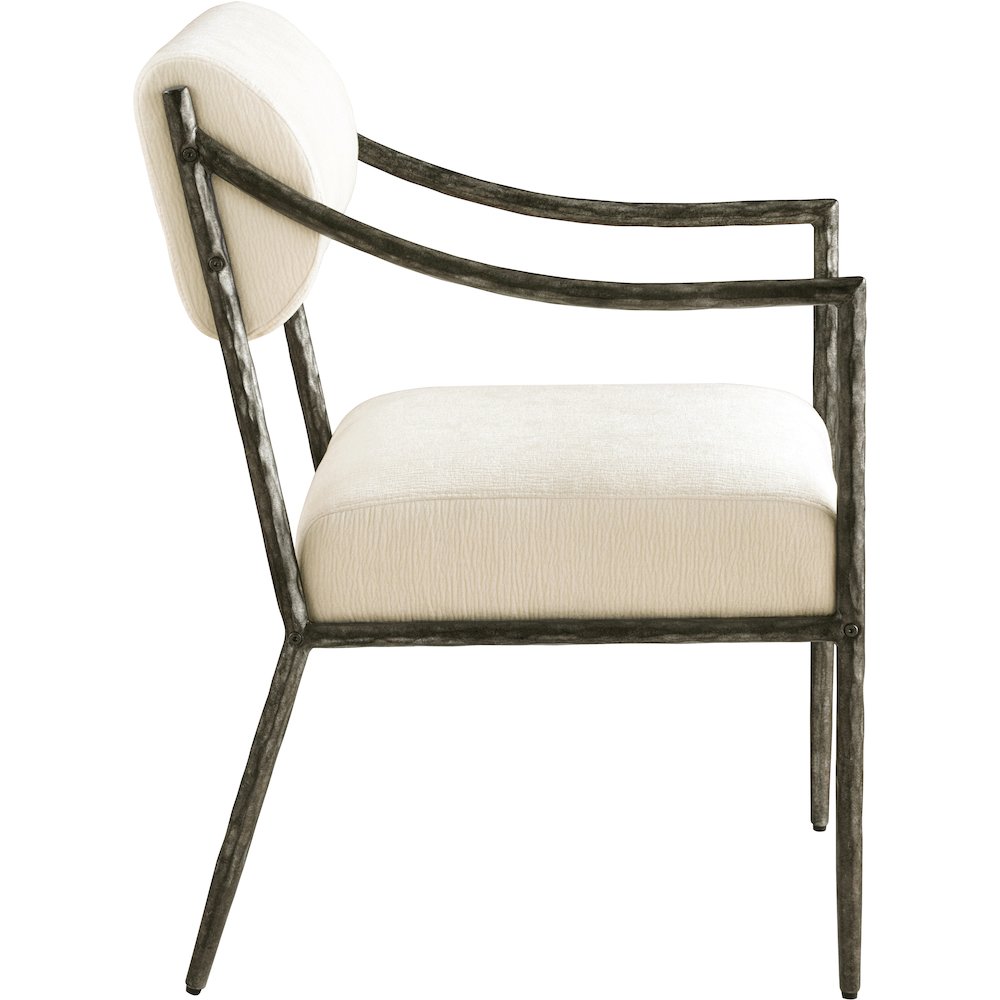 Bastille Cream Chenille Fabric Upholstered Dining Arm Chair, Set of 2