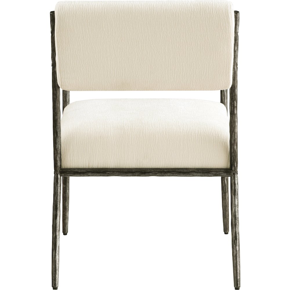Bastille Cream Chenille Fabric Upholstered Dining Arm Chair, Set of 2