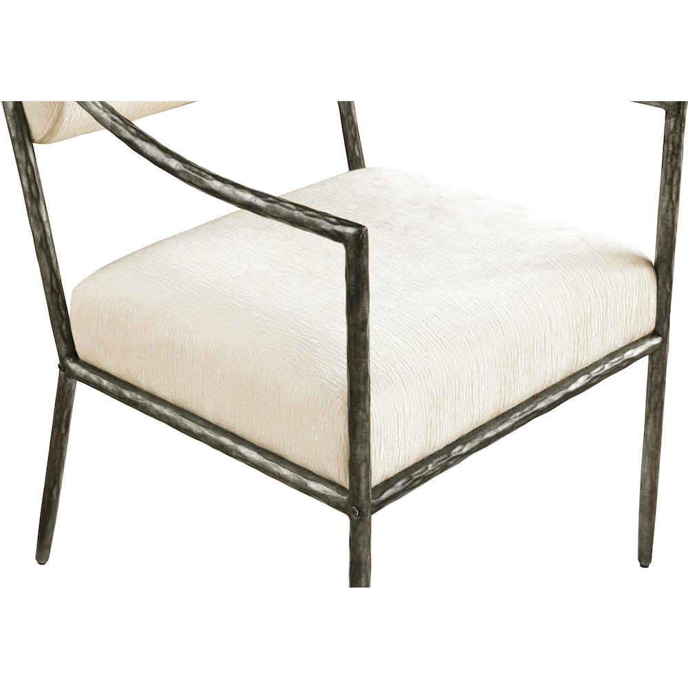 Bastille Cream Chenille Fabric Upholstered Dining Arm Chair, Set of 2