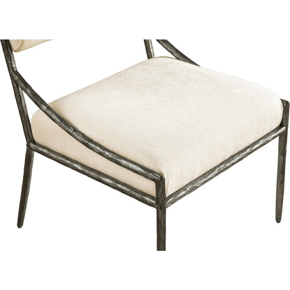 Bastille Cream Chenille Fabric Upholstered Dining Side Chair, Set of 2