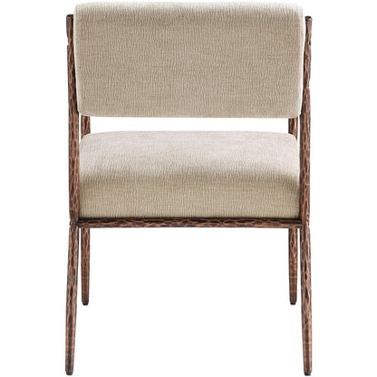 Bastille Beige Chenille Fabric Upholstered Dining Arm Chair, Set of 2