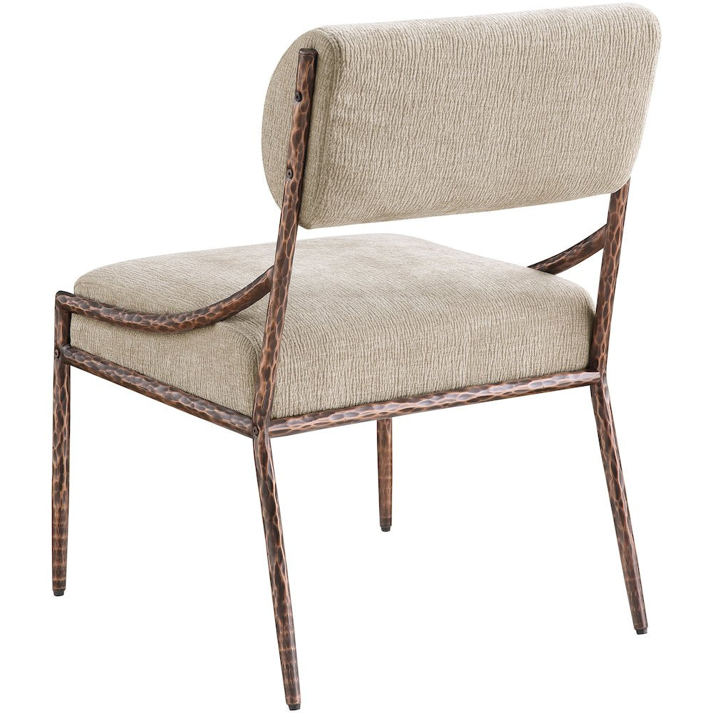 Bastille Beige Chenille Fabric Upholstered Dining Side Chair, Set of 2