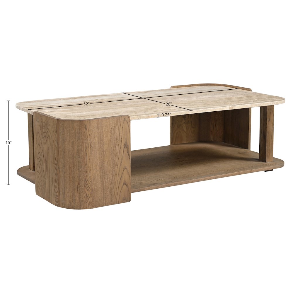 Calabria Beige / Brown Marble And Oak Wood Coffee Table