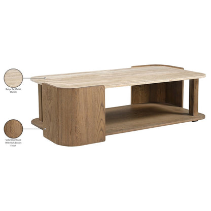 Calabria Beige / Brown Marble And Oak Wood Coffee Table