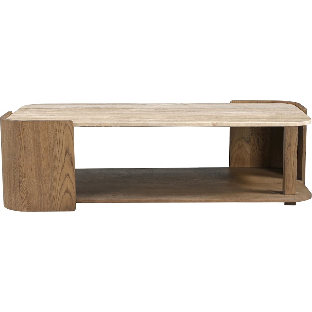 Calabria Beige / Brown Marble And Oak Wood Coffee Table