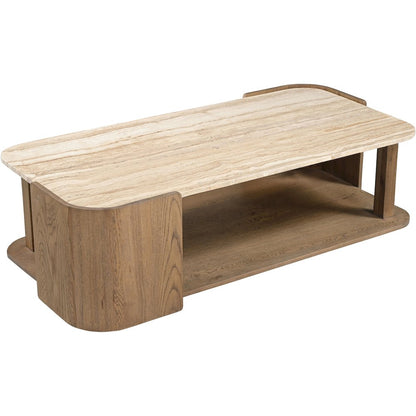 Calabria Beige / Brown Marble And Oak Wood Coffee Table