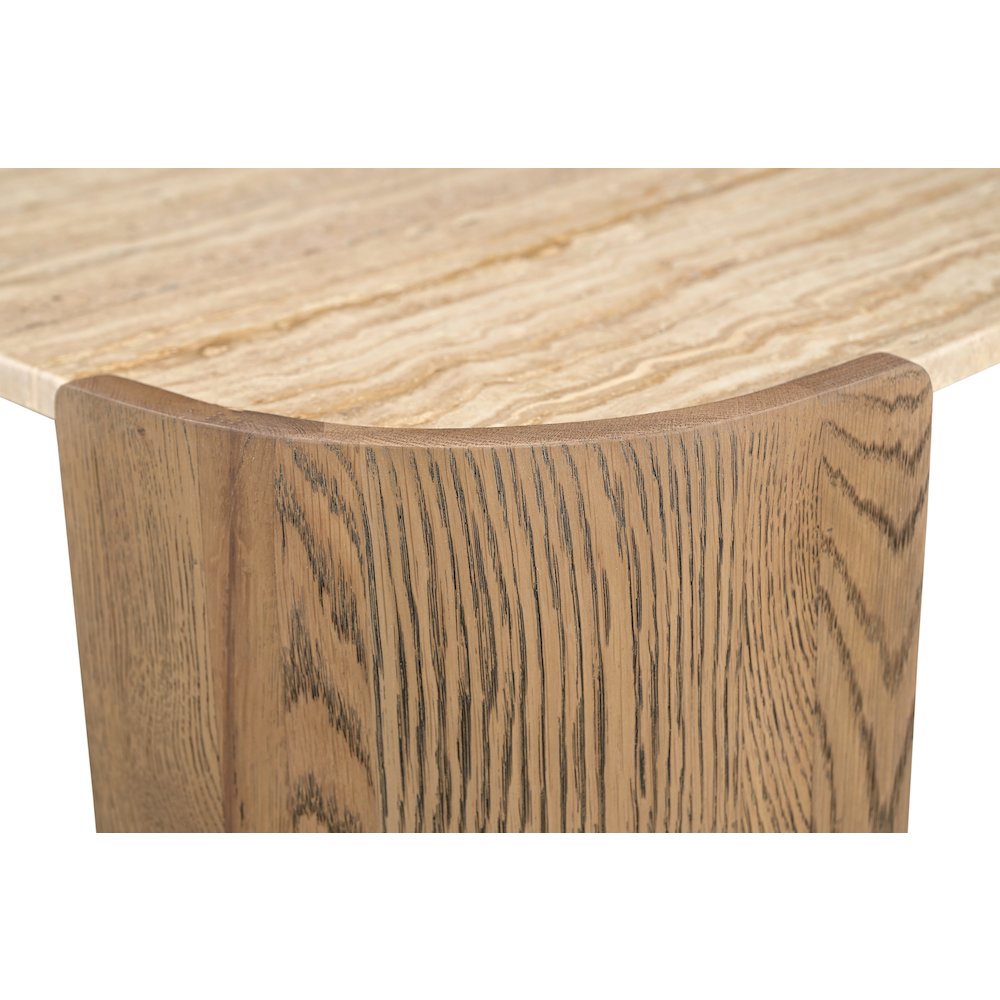 Calabria Beige / Brown Marble And Oak Wood End Table