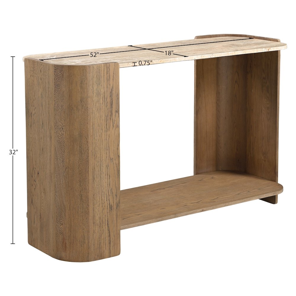 Calabria Beige / Brown Marble And Oak Wood Console Table