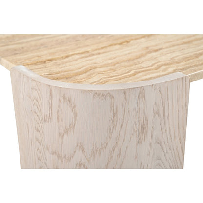 Calabria Beige / Cream Marble And Oak Wood End Table