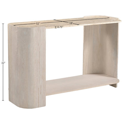 Calabria Beige / Cream Marble And Oak Wood Console Table