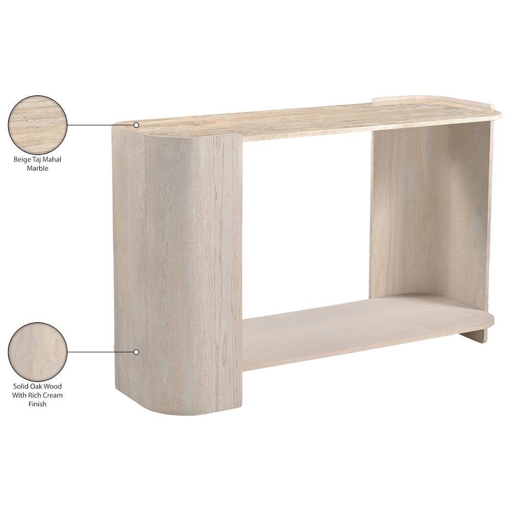 Calabria Beige / Cream Marble And Oak Wood Console Table