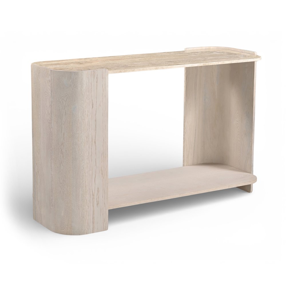 Calabria Beige / Cream Marble And Oak Wood Console Table