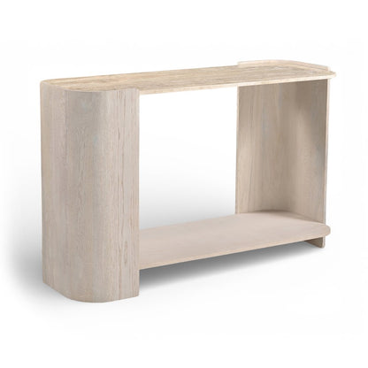 Calabria Beige / Cream Marble And Oak Wood Console Table