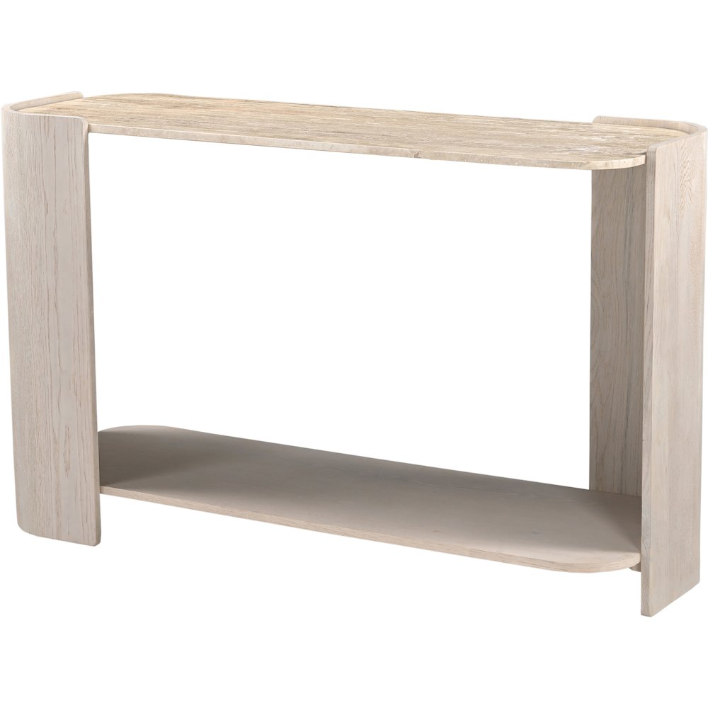 Calabria Beige / Cream Marble And Oak Wood Console Table