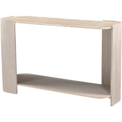 Calabria Beige / Cream Marble And Oak Wood Console Table