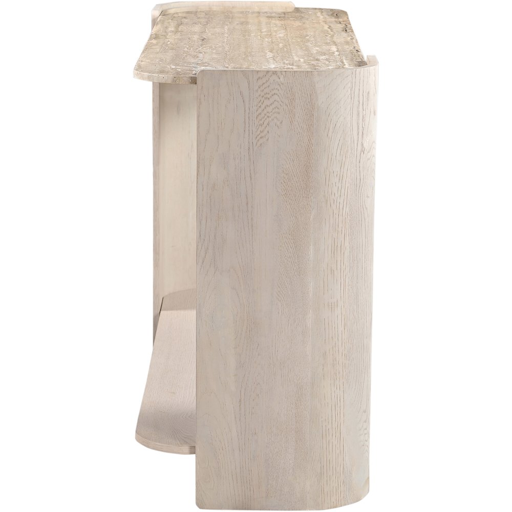 Calabria Beige / Cream Marble And Oak Wood Console Table