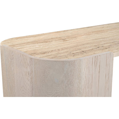 Calabria Beige / Cream Marble And Oak Wood Console Table