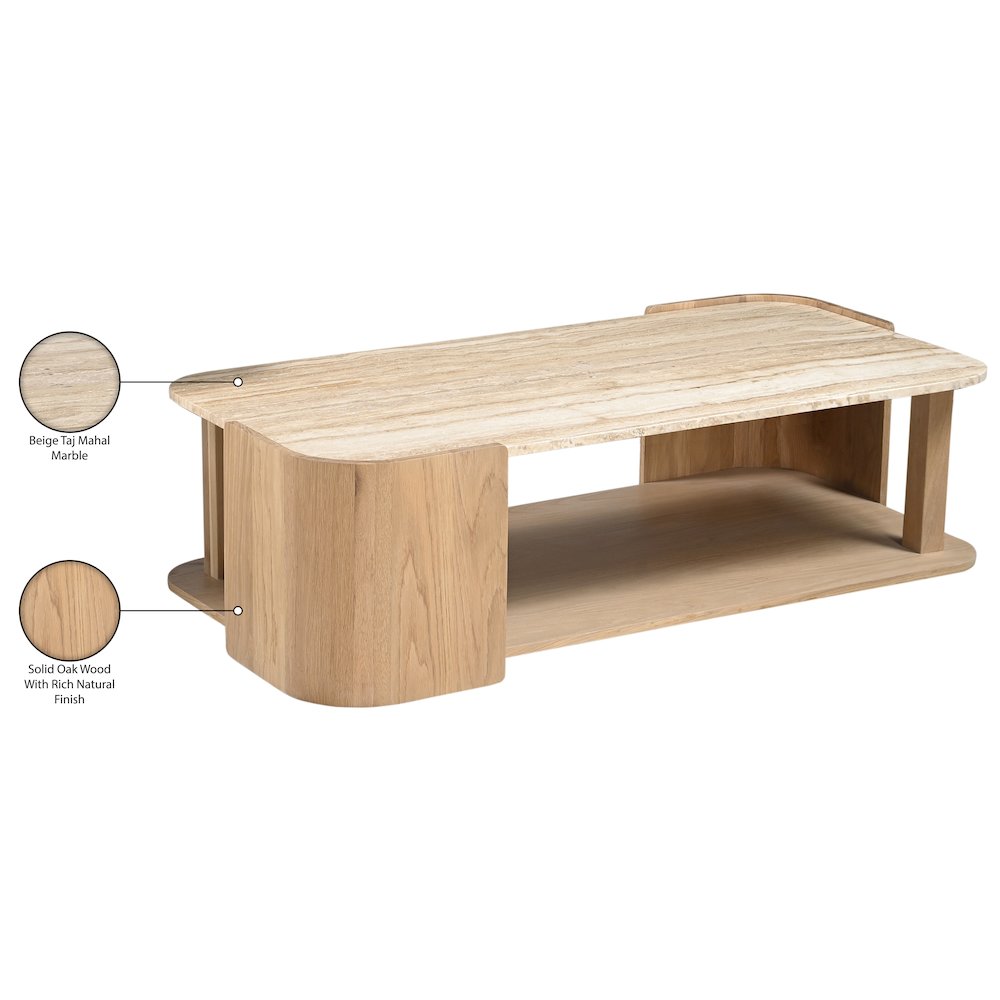 Calabria Beige / Natural Marble And Oak Wood Coffee Table