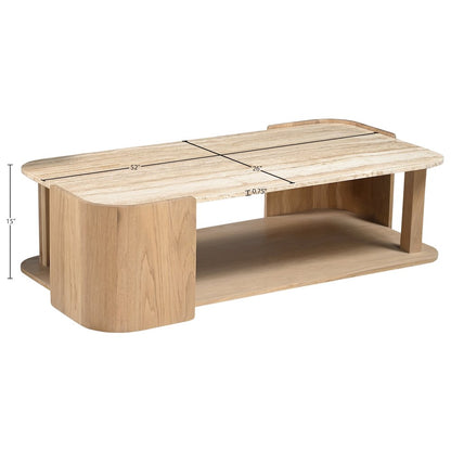 Calabria Beige / Natural Marble And Oak Wood Coffee Table