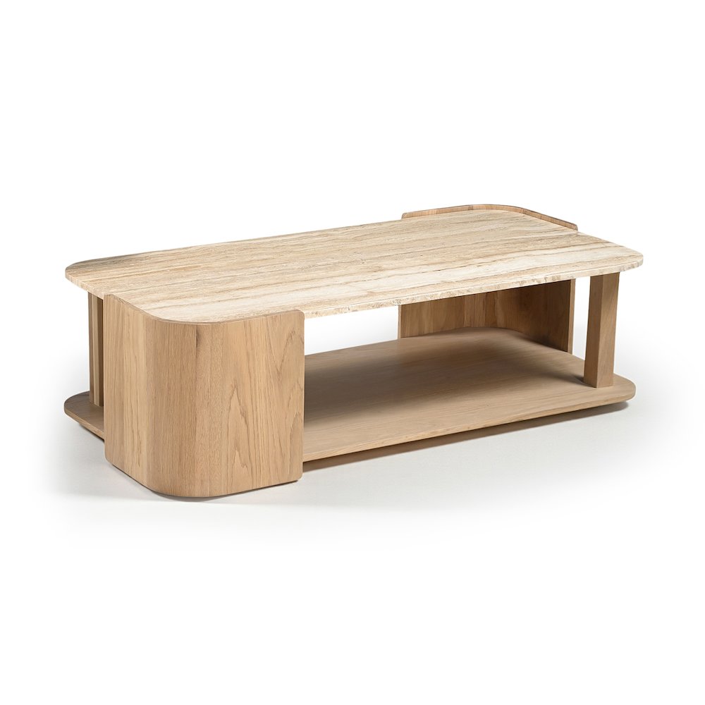 Calabria Beige / Natural Marble And Oak Wood Coffee Table