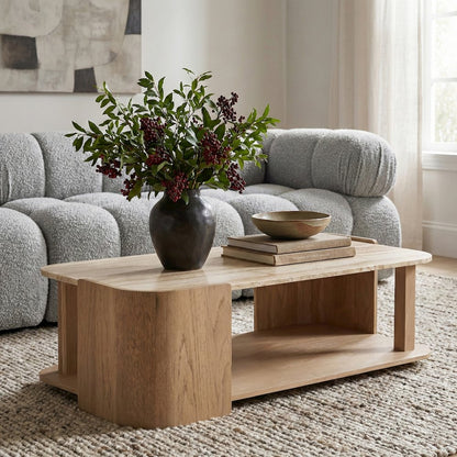 Calabria Beige / Natural Marble And Oak Wood Coffee Table