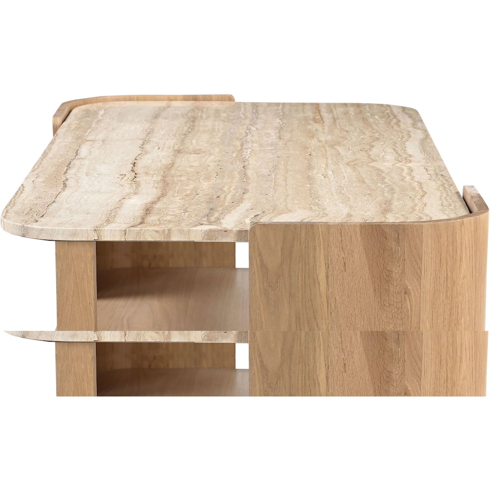 Calabria Beige / Natural Marble And Oak Wood Coffee Table