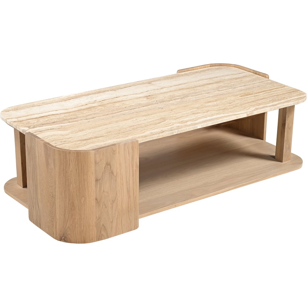Calabria Beige / Natural Marble And Oak Wood Coffee Table