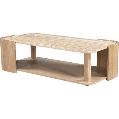 Calabria Beige / Natural Marble And Oak Wood Coffee Table