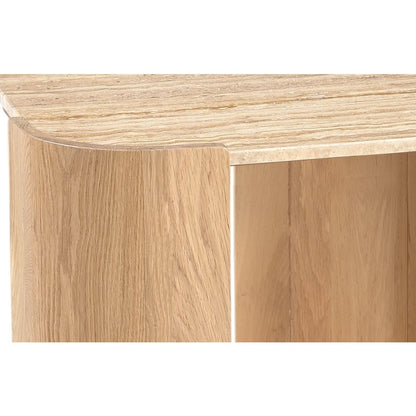 Calabria Beige / Natural Marble And Oak Wood End Table