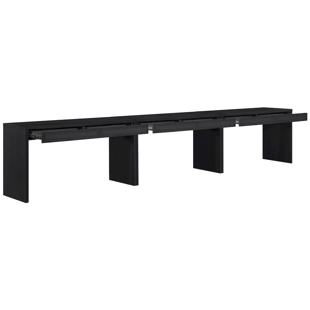 Avro Black Solid Wood And Oak Veneer 3pc. Desk