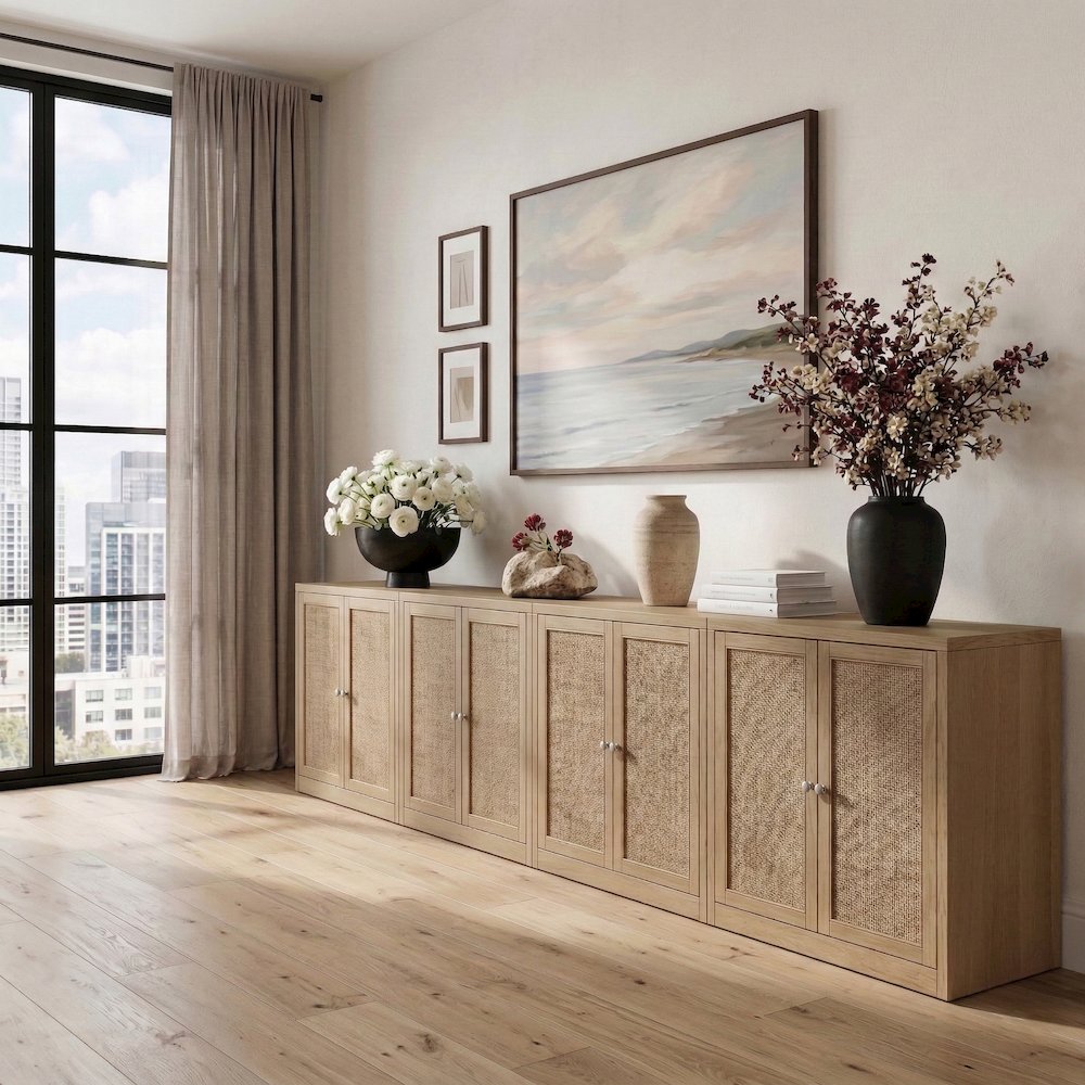 Vero Natural Solid Wood And Oak Veneer 4pc. Sideboard/Buffet