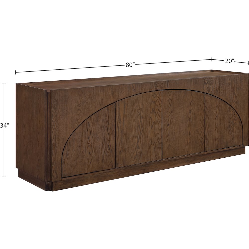 Everson Brown Oak Veneer Rubberwood Sideboard/Buffet
