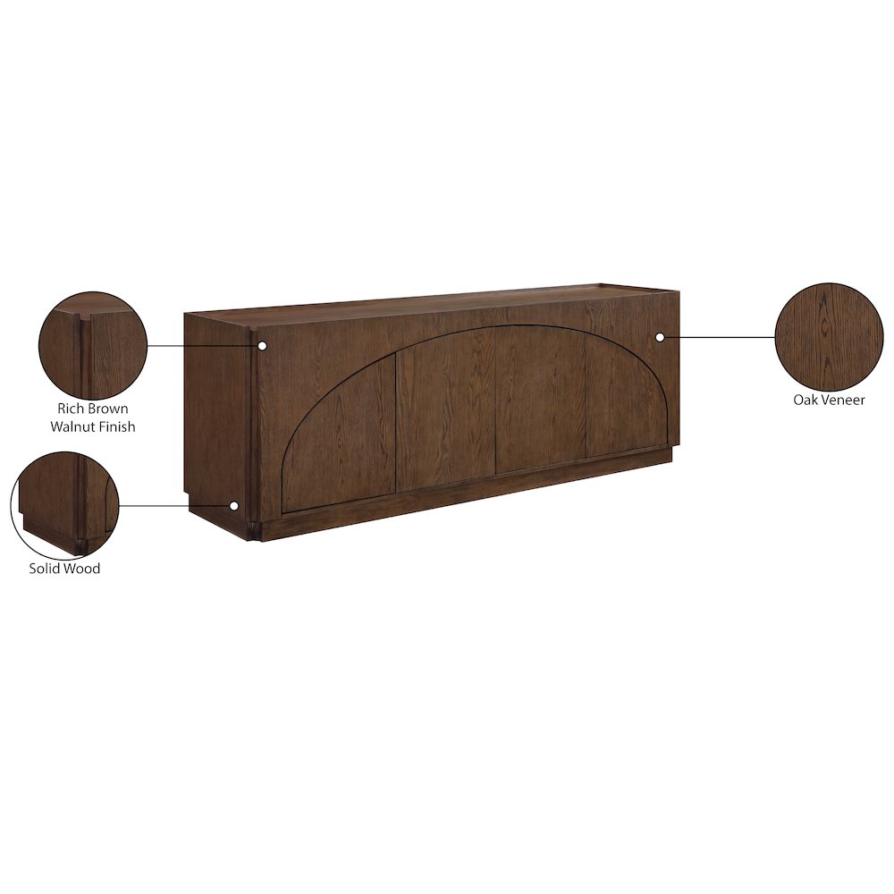 Everson Brown Oak Veneer Rubberwood Sideboard/Buffet