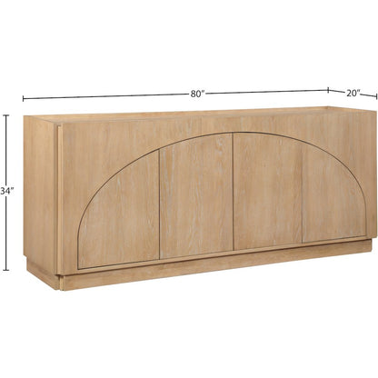 Everson Natural Oak Veneer Rubberwood Sideboard/Buffet