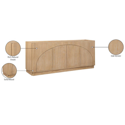 Everson Natural Oak Veneer Rubberwood Sideboard/Buffet