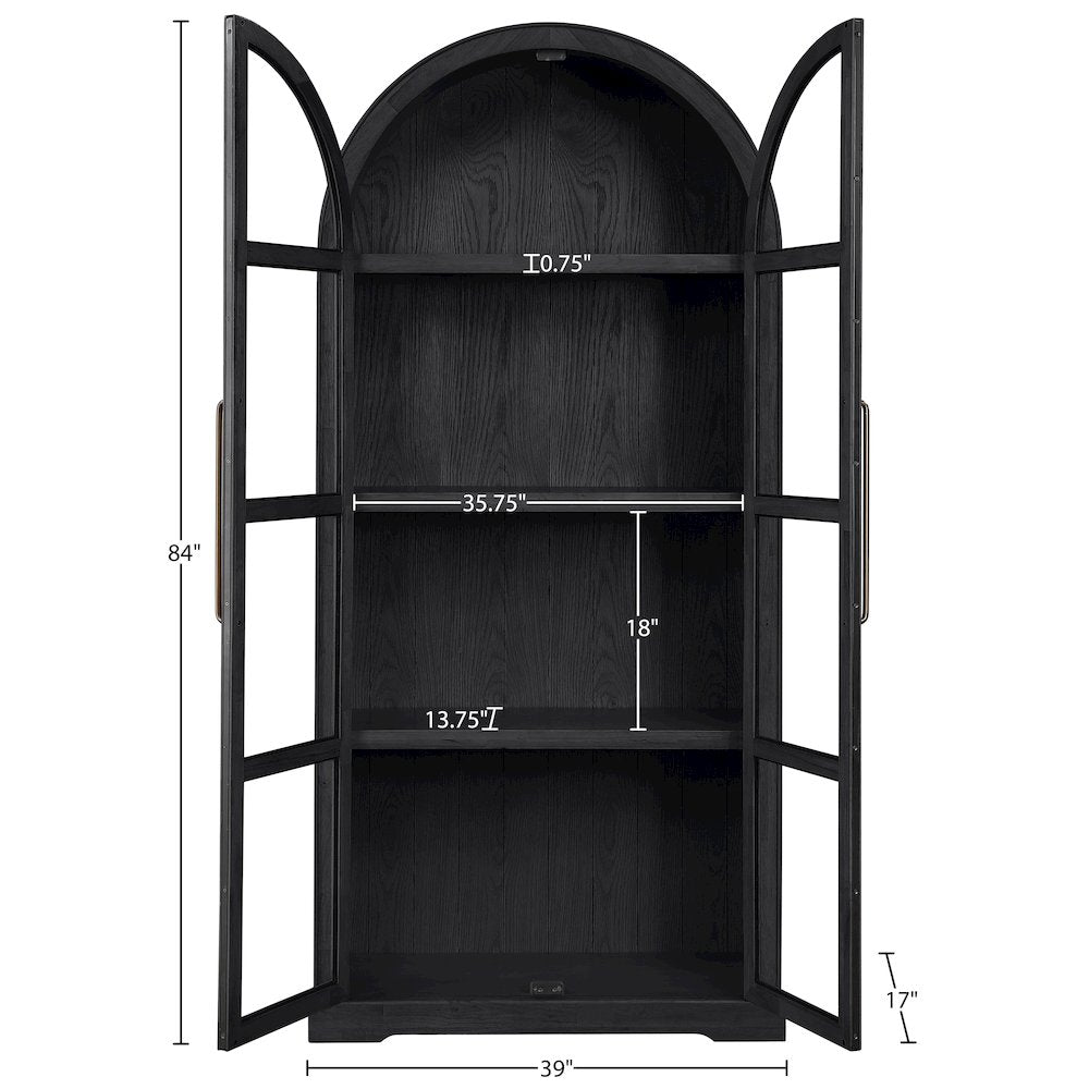 Corva Black Solid Wood Storage Cabinet