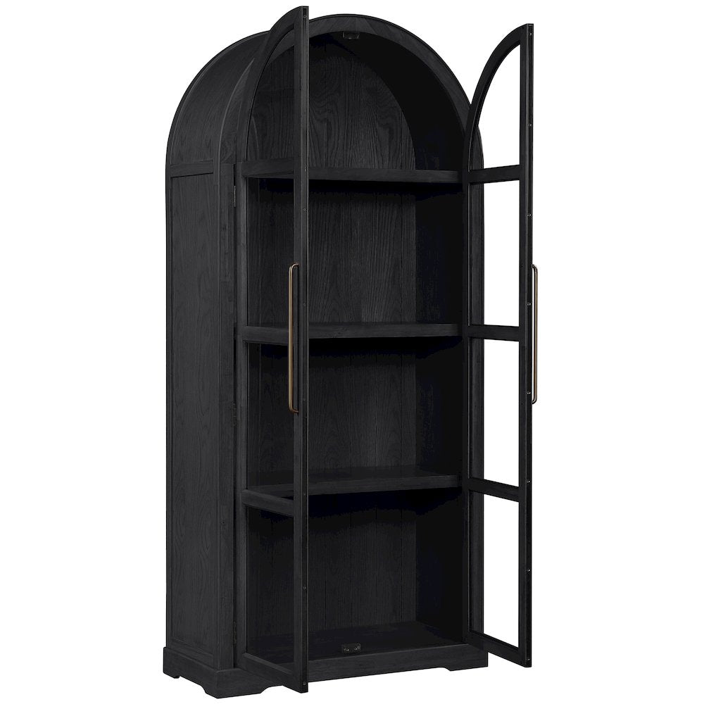 Corva Black Solid Wood Storage Cabinet