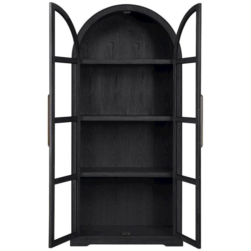 Corva Black Solid Wood Storage Cabinet