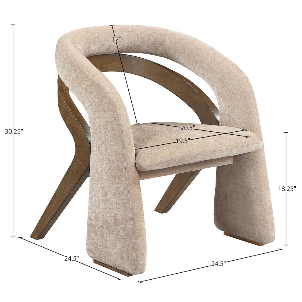 Riven Beige Fabric Upholstered Dining Chair