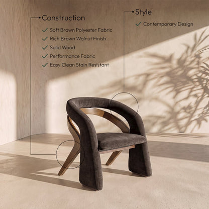 Riven Brown Fabric Upholstered Dining Chair