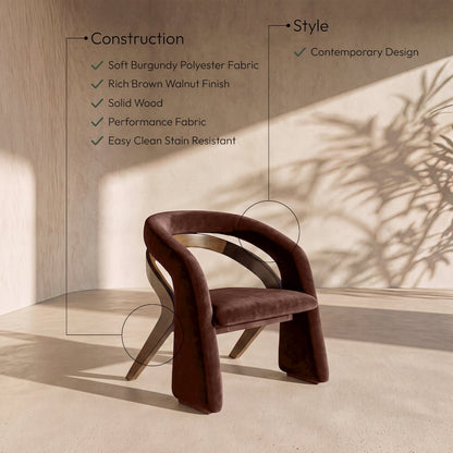 Riven Burgundy Fabric Upholstered Dining Chair