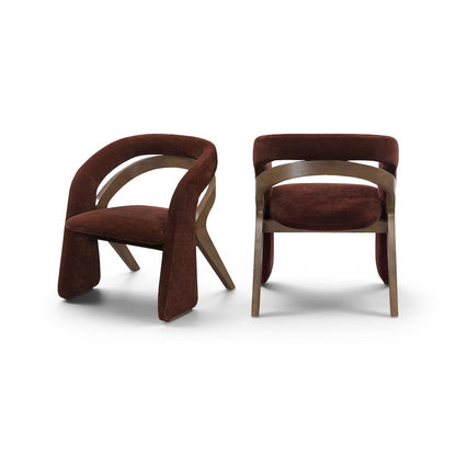 Riven Burgundy Fabric Upholstered Dining Chair