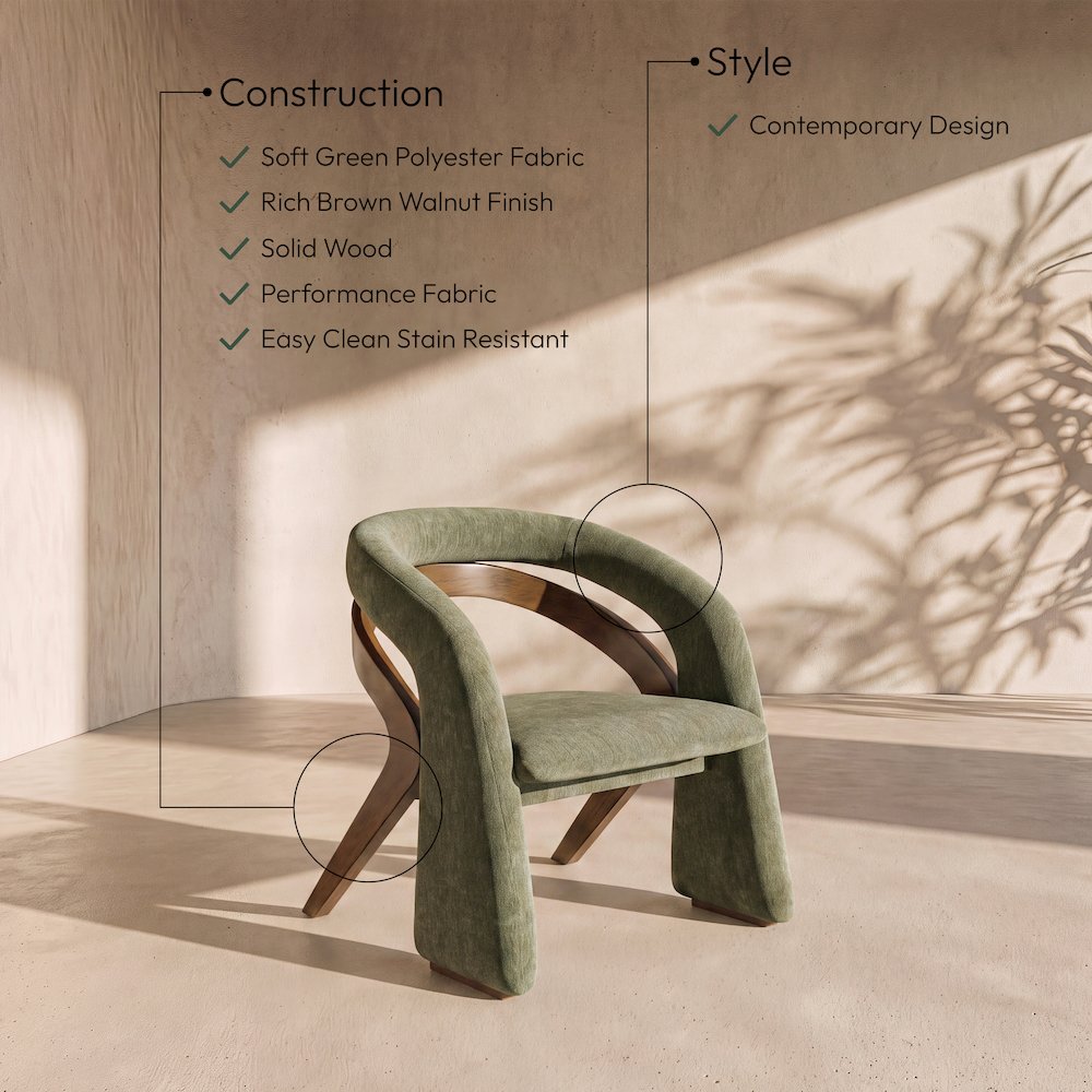 Riven Green Fabric Upholstered Dining Chair