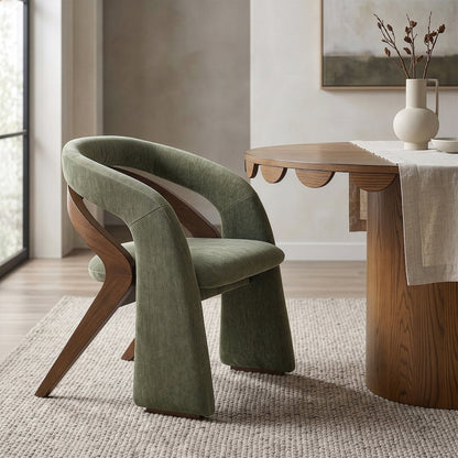 Riven Green Fabric Upholstered Dining Chair