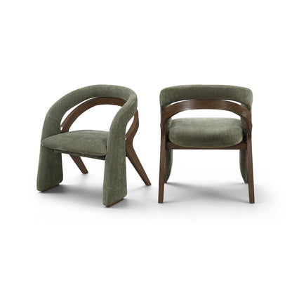 Riven Green Fabric Upholstered Dining Chair