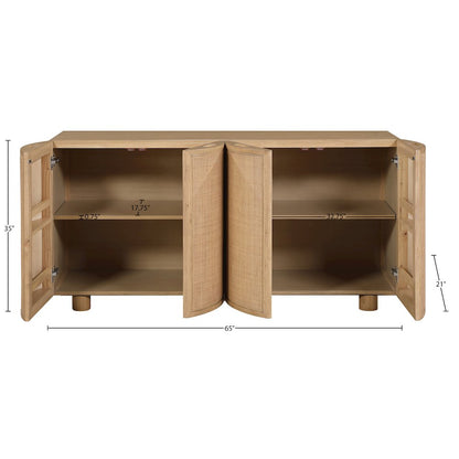 Norin Natural Solid Wood And Oak Veneer Sideboard/Buffet