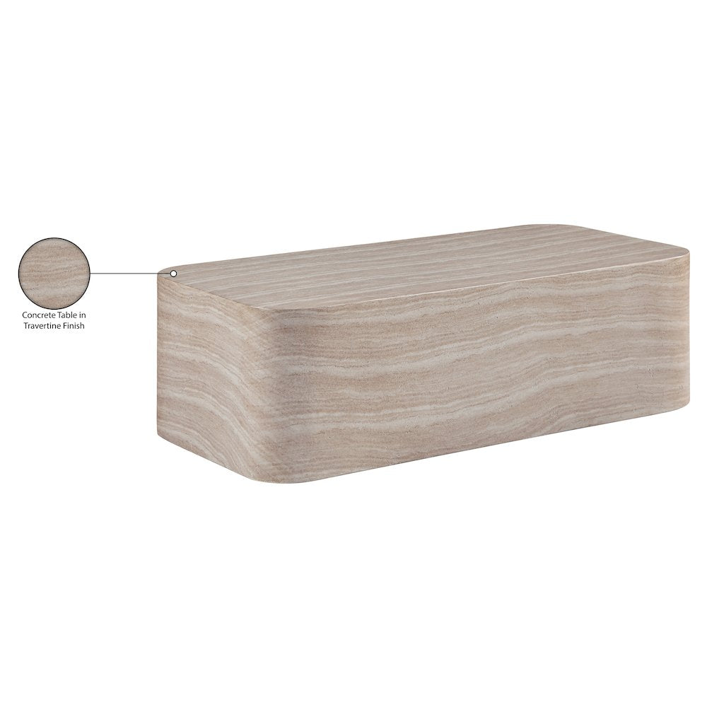 Vellon Travertine Concrete Indoor / Outdoor Coffee Table