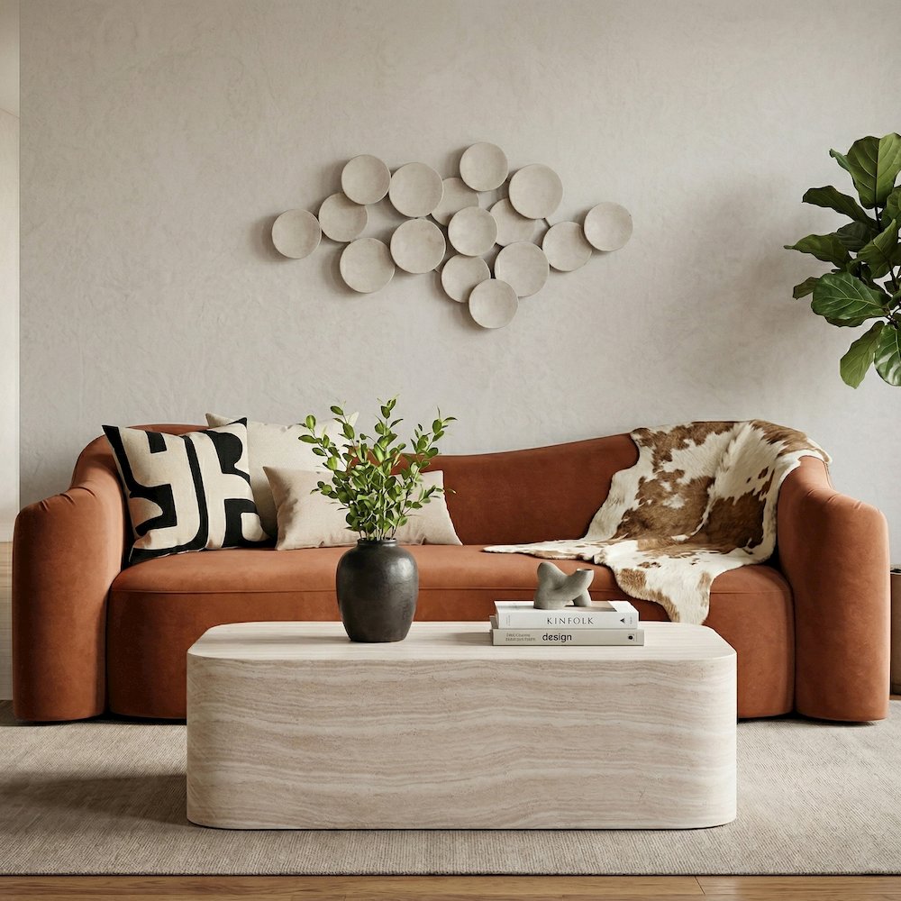 Vellon Travertine Concrete Indoor / Outdoor Coffee Table
